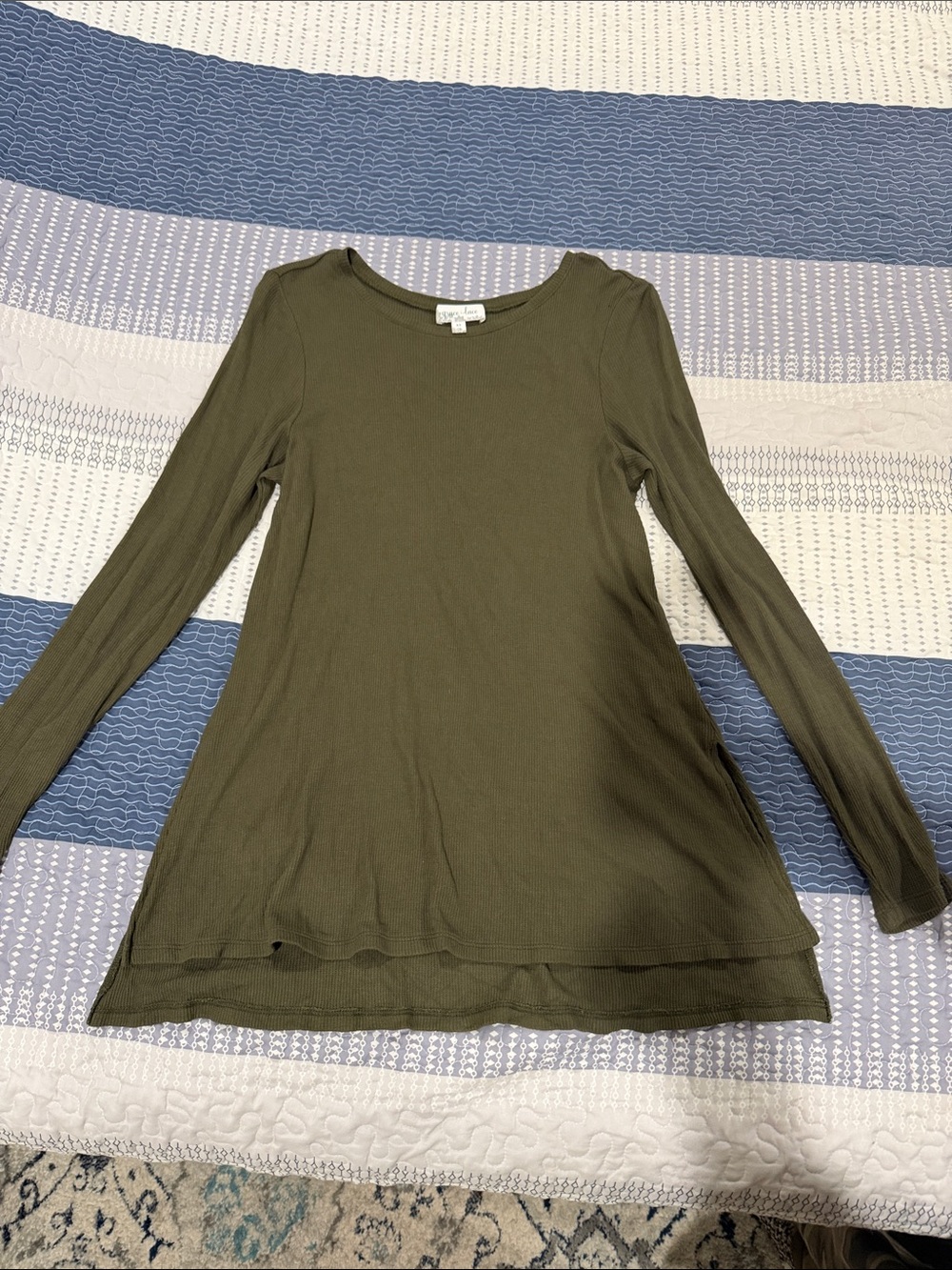 Grace & Lace Olive Ribbed Long-Sleeve Top